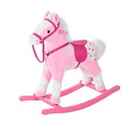 HOMCOM Childrens Plush Rocking Horse with Sound-Pink Aosom UK