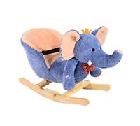 HOMCOM Children Kids Rocking Horse Toys Plush Elephant Rocker Seat with Sound Toddler Baby Gift Blue Aosom UK