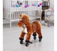 HOMCOM Rocking Horse Ride on Rocker Children Plush Toy Wooden Horse Sound in Brown HOMCOM Brown
