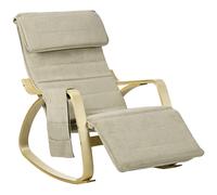 HOMCOM Rocking Lounge Chair Recliner Relaxation Lounging Relaxing Seat with Adjustable Footrest, Side Pocket and Pillow, Cream White Aosom UK