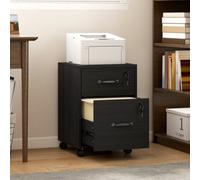 HOMCOM Roll File Cabinet with Drawer, Organiser Letter Size, Black, Black