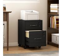 HOMCOM Roll File Cabinet with Drawer, Organiser Letter Size, Black, Black