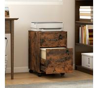 HOMCOM Roll File Cabinet with Drawer, Organiser Letter Size, Rustic Brown