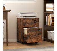 Homcom Roll File Cabinet With Drawer, Organiser Letter Size, Rustic Brown