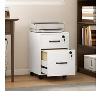 HOMCOM Roll File Cabinet with Drawer, Organiser Letter Size, White, White