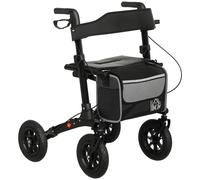 HOMCOM Rollator Walker with Padded Seat, Backrest, All-terrain Wheels - Black