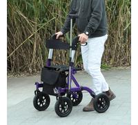 HOMCOM Folding Rollator Walker with Seat, Backrest, Lightweight Walking Frame with Storage Bag, Dual Brakes, All-Terrain Wheels, Adjustable Handle Height, 4 Wheeled Walker for Seniors, Purple