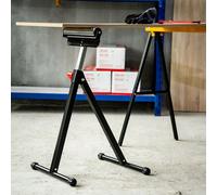 HOMCOM Roller Support Stand Metal Heavy Duty Adjustable Foldabl in Black HOMCOM Black