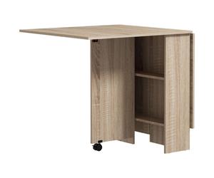 HOMCOM Rolling Drop Leaf Dining Table Folding Kitchen Table with Open Shelves