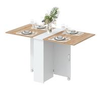 HOMCOM Rolling Drop Leaf Dining Table, Folding Kitchen Table with Shelves in Natural HOMCOM Natural