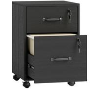 HOMCOM Rolling File Cabinet with 2 Drawers, Mobile Filing Cabinet with Hanging File Folder for Letter Sized Documents, Black