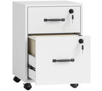 HOMCOM Rolling File Cabinet with 2 Drawers, Mobile Filing Cabinet with Hanging File Folder for Letter Sized Documents, White
