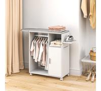 Homcom Rolling Ironing Board Cabinet, Foldable Ironing Station With Storage
