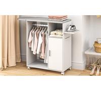 HomCom Rolling Ironing Board Cabinet Space-Saving and Mobile Design