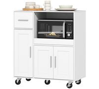 Homcom Rolling Kitchen Cart, Microwave Cabinet With Adjustable Shelf