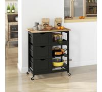 HOMCOM Rolling Kitchen Island Cart, Bar Serving Cart, Compact Trolley Black