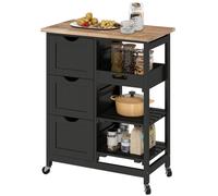 Homcom Rolling Kitchen Island Cart, Bar Serving Cart, Compact Trolley Black Black