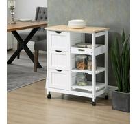 Homcom Rolling Kitchen Island Cart, Bar Serving Cart, Compact Trolley White