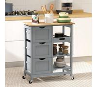 Homcom Rolling Kitchen Island Cart, Bar Serving Cart On Wheels Grey