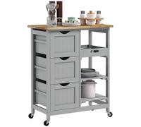 Homcom Rolling Kitchen Island Cart, Bar Serving Cart On Wheels Grey