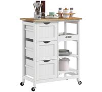Homcom Rolling Kitchen Island Cart, Bar Serving Cart On Wheels White White