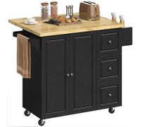 Homcom Rolling Kitchen Island, Kitchen Storage Trolley W/ Drop Leaf, Drawers In Black Black