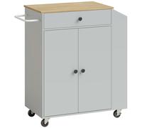 HOMCOM Rolling Kitchen Island with 3-Tier Spice Rack, Kitchen Storage Cart with Drawer and Towel Rack, Light Blue