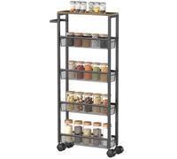 Homcom Rolling Kitchen Trolley, Slim Storage Cart With Metal Frame, Handle