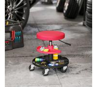 Homcom Rolling Mechanic Stool, 135Kg Capacity Workshop Stool, Red