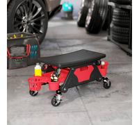Homcom Rolling Mechanic Stool, 135Kg Capacity Workshop Stool, Red Red