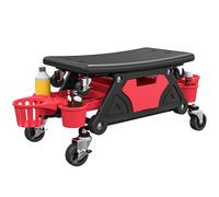 HOMCOM Rolling Mechanic Stool, 135kg Capacity Workshop Stool, Red