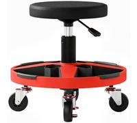 HOMCOM Rolling Mechanic Stool, 40-52 cm Height Adjustable Workshop Stool, 135kg 360° Swivel Roller Padded Creeper Seat, Black