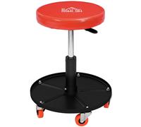 HOMCOM Rolling Mechanical Stool, Pneumatic Adjustable Workshop Stool with Tool Tray, Wheels - Orange