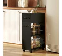 HOMCOM Rolling Storage Unit with Drawer Surface Top and 4 Wheels, Black