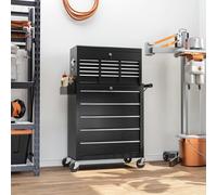 HOMCOM Rolling Tool Chest Lockable Roller Cabinet - Black, Black
