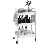 3 Tier Storage Trolley Cart Rolling Utility Cart with 3 Baskets HOMCOM White One Size