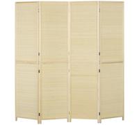 HOMCOM Room Divider, Freestanding Privacy Screen, 4 Panel Folding, 180 x 180cm, Natural