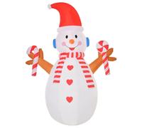 HOMCOM Christmas Inflatable Snowman, Rotating Lighted Indoor Outdoor Decoration - 8ft