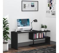 Homcom Rotating L-Shaped Office Table Computer Desk With Storage Shelf In Black Black