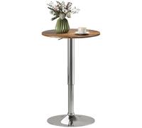 HOMCOM Round Bar Table 360 Degree Swivel Adjustable Height Rustic Brown