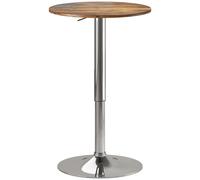 HOMCOM Round Bar Table, 360 Degree Swivel Counter Pub Table with Adjustable Height, for Kitchen, Cafe, Rustic Brown