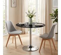 HOMCOM Round Bar Table, Dining Table with Tempered Glass Top and Steel Frame