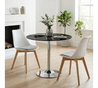 HOMCOM Round Bar Table, Dining Table with Tempered Glass Top & Steel Frame in Black HOMCOM Black