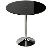 HOMCOM Round Bar Table, Modern Dining Table with Tempered Glass Top and Steel Frame for 4, 70 x 70 x 75.5cm, Black