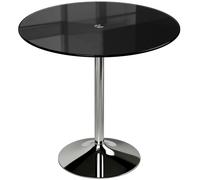 HOMCOM Round Bar Table, Modern Dining Table with Tempered Glass Top and Steel Frame for 4, 80 x 80 x 77cm, Black