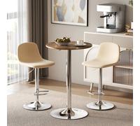 Homcom Round Bar Table, Swivel Bistro Table With Adjustable Height In Brown Brown 60cm x 60cm