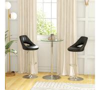 HOMCOM Round Bar Table For 2 People, High Pub Table With Tempered Glass Top, Clear
