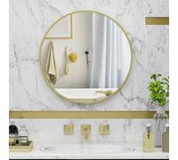Homcom Round Bathroom Mirror, Modern Wall Mirror Aluminium Frame, 60 X 60Cm