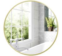 HOMCOM Round Bathroom Mirror, Modern Wall-mounted Vanity Mirror w/ Aluminium Frame, Easy Install Hook for Living Room, Entryway, 60 x 60cm Aosom UK