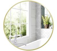 HOMCOM Round Bathroom Mirror, Modern Wall Mirror Aluminium Frame, 60 x 60cm